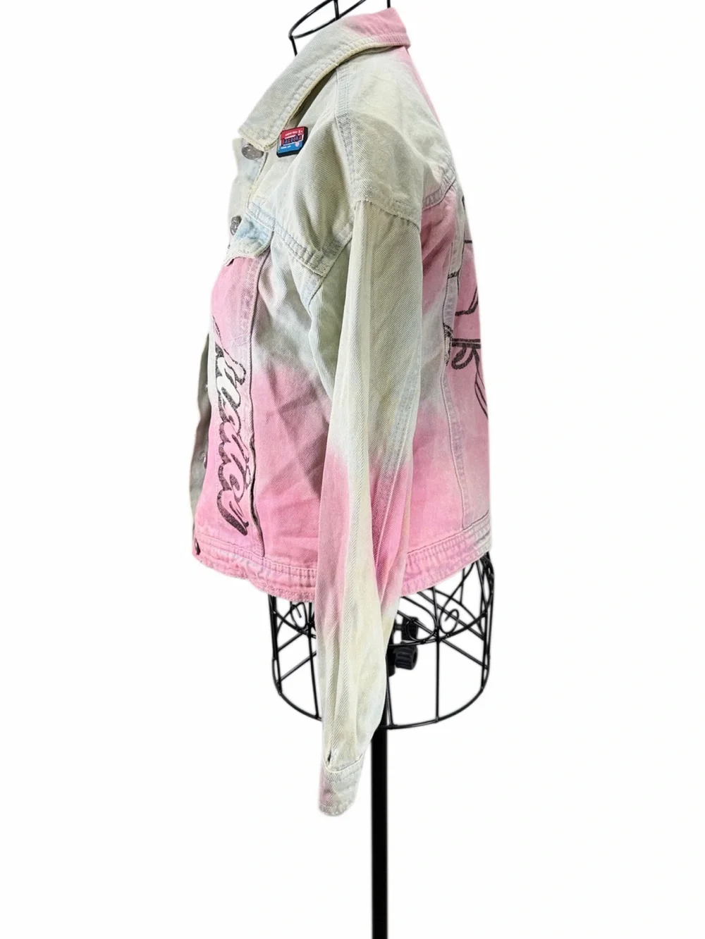 Justice White Denim Jacket with Bazooka Ring Pop Label